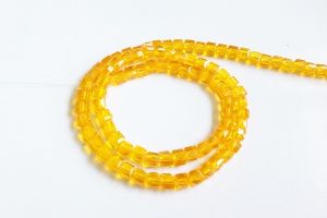 Glass Crystal , Square shape, 4mm,Yellow