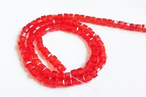 Glass Crystal , Square shape, 4mm,Bright Red