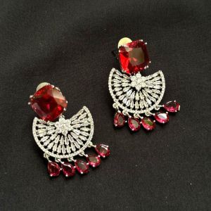 Ad Stone Earrings, Ruby Red