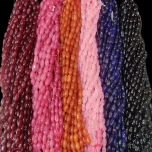 12 strings of assorted Natural Stones, Quartz Tumbles, 12x16mm, Multicolor, Pack of 2 strings each in 6 colours