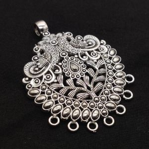 Antique Silver Metal (Peacock) Flower Pendant