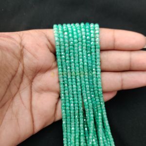 Navrabeads Emerald Green Cubic Zirconia Beads String 2x3mm – Premium CZ Faceted Crystal Spacer Beads, 14 Inch Strand, 135 Beads for Jewelry Making, Bracelet, Necklace & Earrings