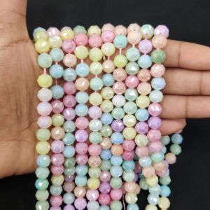 Navrabeads PASTEL MULTICOLOR HIGH QUALITY FANCY CRYSTAL BEADS 8mm for Jewelry Making 15” approx 47 to 50 beads DIY Necklace Bracelet Craft Supplies