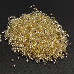 Seed Beads, 14/0, Round Cylinder Shape, Light Gold, Pack Of 25 Grams