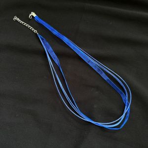 Organza Ribbon Cord, lobster clasp, with 5cm extender chain,Royal Blue