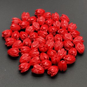 Coral Replica Synthetic Beads, Tulip Shape, 10x8mm, Pack Of 20 Pcs, Red