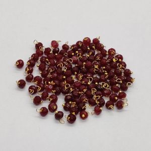 Agate Rondelle Loreals, 4x2mm, Gold Finish, (Maroon), Pack Of 50 Pcs
