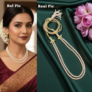 Fresh water Pearl necklace in 2 layers with an adjustable Dori