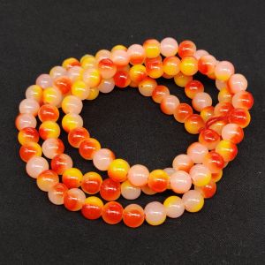 Double Shade Glass beads, 8mm, Round 30"(Approx 100 Beads), (Reddish Orange And Yellow)