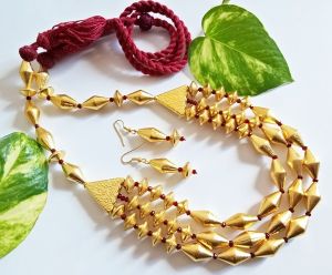 Dhokli bead necklace - 3 layers 