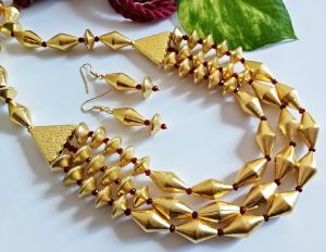 Dhokli bead necklace - 3 layers 