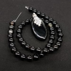 Combo Of Gemstone Pendant + Lace Agate Beads