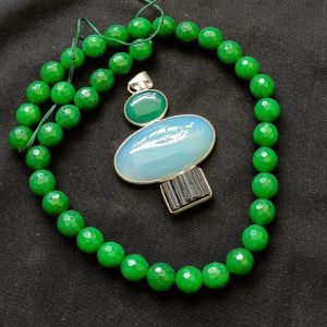 Combo of Gemstone Pendant + 8mm Green Agate Beads
