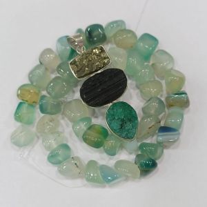 Combo of Gemstone Pendant + Agate Nuggets Beads
