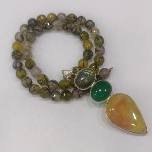 Combo of Gemstone Pendant + Onyx Beads