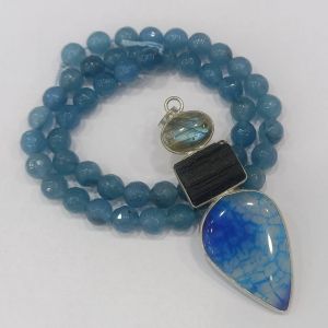 Combo of Gemstone Pendant + Agate Beads