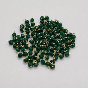 Agate Rondelle Loreals, 4x2mm, Gold Finish, (Dark Green), Pack Of 50 Pcs