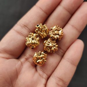 1pc Antique Gold Beads, Light weight, Lotus, 10x11mm