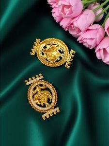 Navrabeads Antique Gold Divine Side Pendant / Connector – Temple Design ( with Top and Bottom 5 Holes) Size 39x25 MM