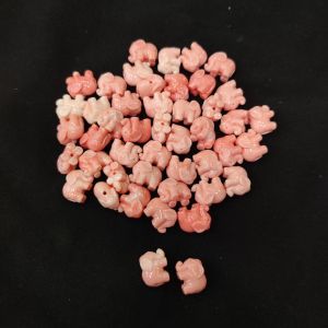 Synthetic Coral Beads, Elephant, Double Shade Light Peach, Pack Of 20 Pcs