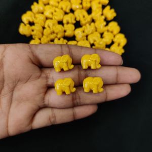 Synthetic Coral Beads, Elephant, Yellow, Pack Of 20 Pcs