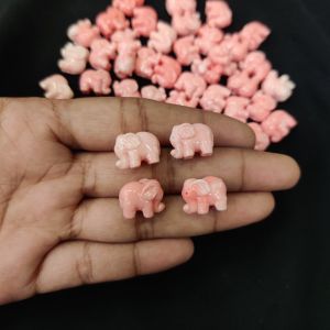 Synthetic Coral Beads, Elephant, Double Shade Light Peach, Pack Of 20 Pcs