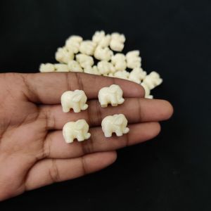 Synthetic Coral Beads, Elephant, Cream, Pack Of 20 Pcs