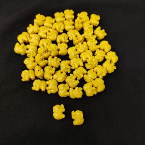 Synthetic Coral Beads, Elephant, Yellow, Pack Of 20 Pcs