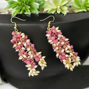 Agate and Pearl Dangler Earrings