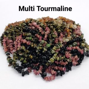 Natural Gemstone Chips, (Multi Tourmaline), 30" Inches