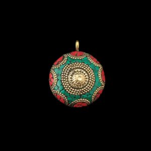 Tibetan Diamond Shaped Pendant With Gold Designs 