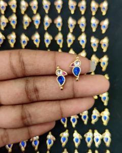 1 Pair of Kundan Jadau charms, Bird, Multicolor, Invisible necklace Charms, Aari work charms