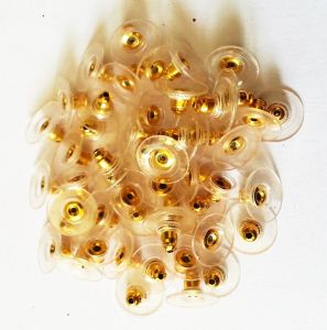 Back Stoppers, Plastic with Gold finish, pack of 10 pairs