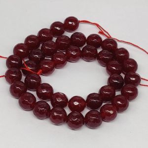 Natural Agate Beads, Faceted, 10mm, Dark Pink color