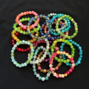 Crackle Glass Beads Bracelets, Assorted, Pack Of 20 Pcs