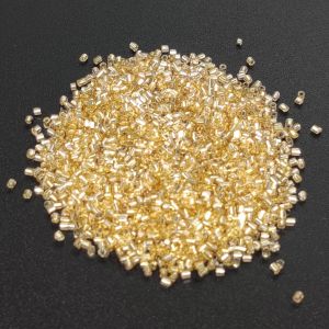 Seed Beads, 14/0, Round Cylinder Shape, Light Gold Color, Pack Of 25 Grams