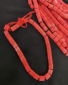Taiwanese bamboo coral : carved cylinders (approx 32 beads; 12x10mm ) : 490/ per line