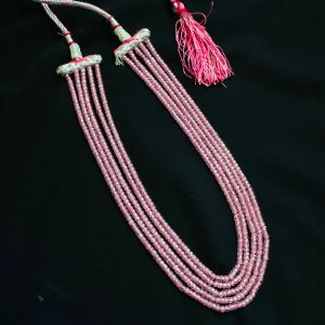 5 Layer Cz Stone Bead Necklace, Light Pink