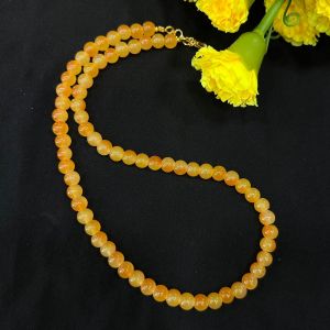 Printed Glass Beads Necklace, Orange