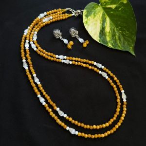 2 Layer Agate Necklace With White Monolisa Beads