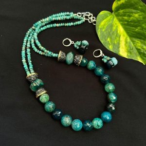 Onyx Necklace With CZ Spacer Caps