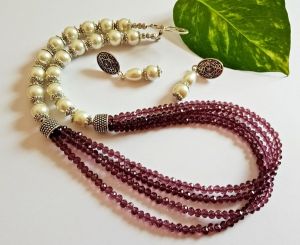 Crystal Necklace With Glass Pearls
