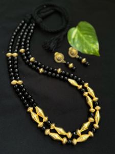 Agate With Dholki Beads Necklace
