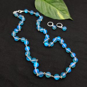 Natural Gemstone (Light Blue Aura Quartz) Necklace
