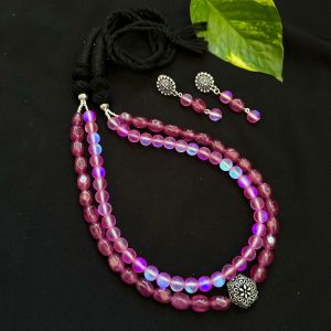 2 Layer Quartz And Aura Beads Necklace