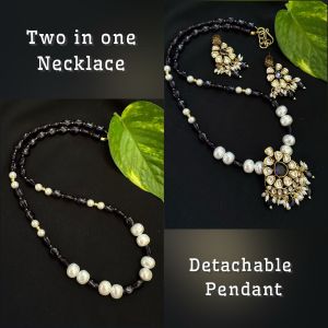 Two In One Necklace: Pendant Is Detachable: Quartz And Shell Pearl Necklace With Victorian Pendant