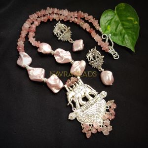 Gemstone Necklace With Bahubali Pendant