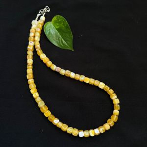 Natural Square Agate Necklace, Yellow