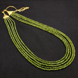 5 Layer Crystal Necklace, Light Olive Green