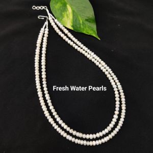 2 Layer Fresh Water Pearl (Button) Shape Necklace